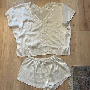 Flora Nikrooz White Satin PJ set